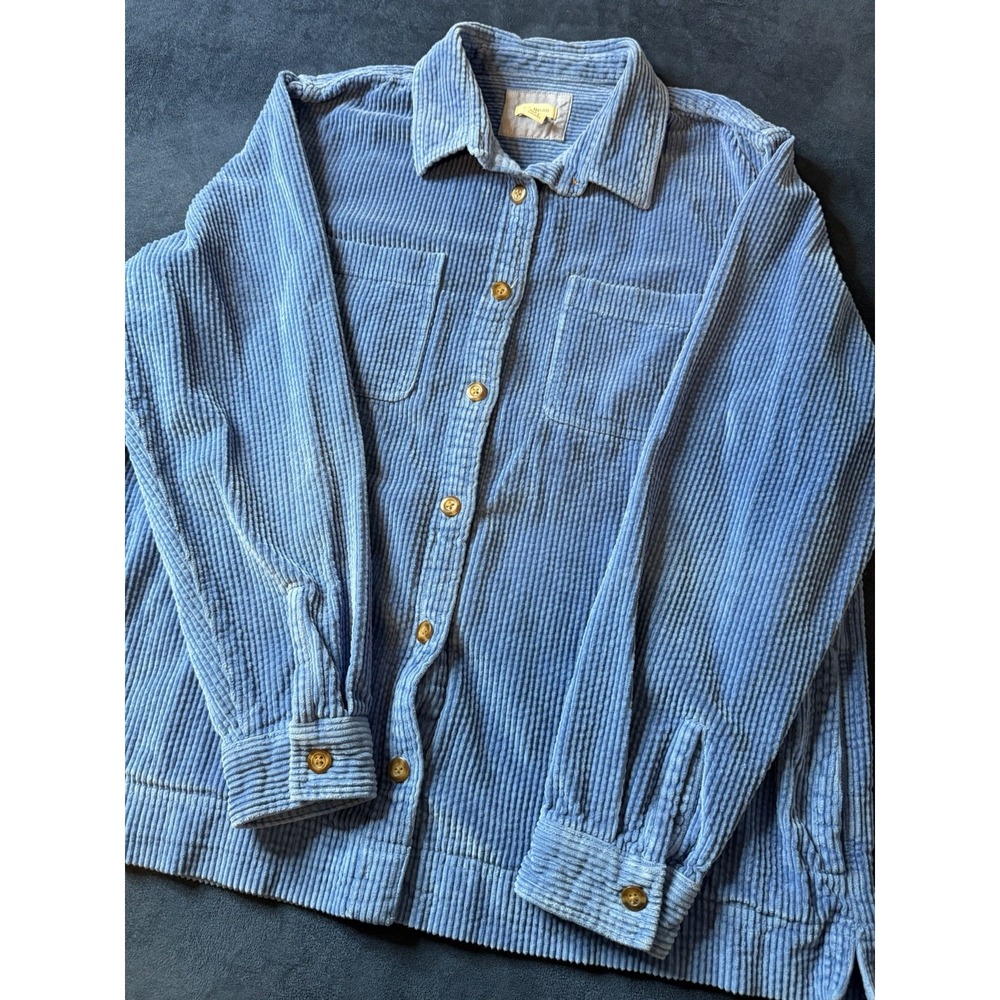 LL Bean Royal Blue Corduroy Jacket Mens Large 100% Cotton Shirt Jacket Overcoat